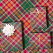 Bold Fuchsia Emerald Green Modern Diagonal Plaid ラッピングペーパーシート