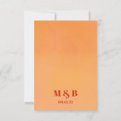 Bold Fun Modern Orange Sunset Monogram Wedding サンキューカード (裏面)