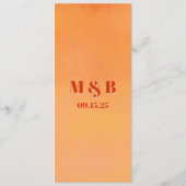 Bold Fun Modern Orange Sunset Monogram Wedding メニュー (裏面)