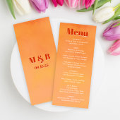 Bold Fun Modern Orange Sunset Monogram Wedding メニュー