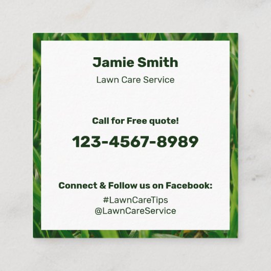 Bold Garden Maintenance "Call for a FREE quote!" スクエア名刺 (裏面)