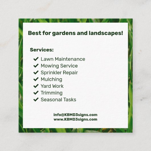 Bold Garden Maintenance "Call for a FREE quote!" スクエア名刺 (正面)