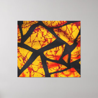 Bold Geometric African Wax Print Fabric - Gold, Re キャンバスプリント