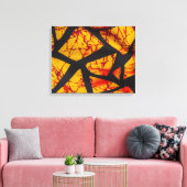 Bold Geometric African Wax Print Fabric - Gold, Re キャンバスプリント (インサイチュ (リビング))