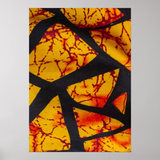 Bold Geometric African Wax Print Fabric - Gold, Re ポスター (正面)