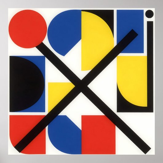 Bold Geometric Bauhaus Suprematist Art ポスター (正面)