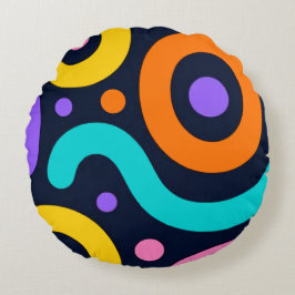 Bold Geometric Circles Round Pillow ラウンドクッション