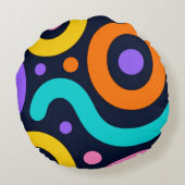 Bold Geometric Circles Round Pillow ラウンドクッション (裏面)