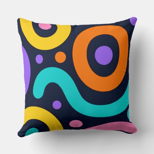 Bold Geometric Circles Throw Pillow クッション (裏面)