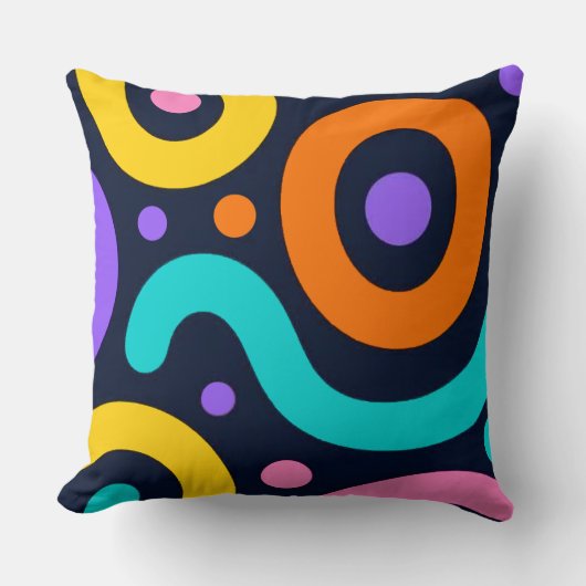 Bold Geometric Circles Throw Pillow クッション (正面)