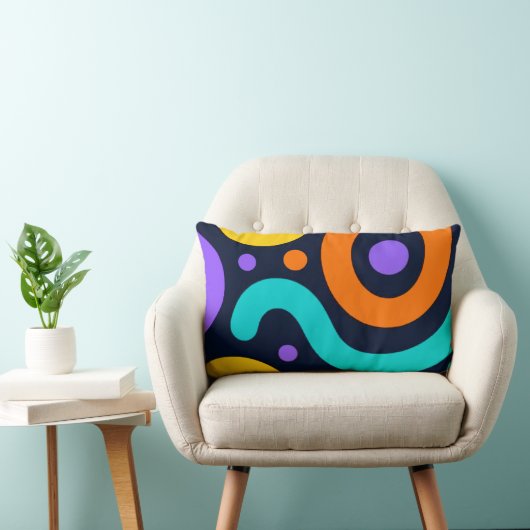 Bold Geometric Circles Throw Pillow ランバークッション (椅子)