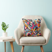 Bold Geometric Energy – Colorful Abstract Throw クッション (椅子)