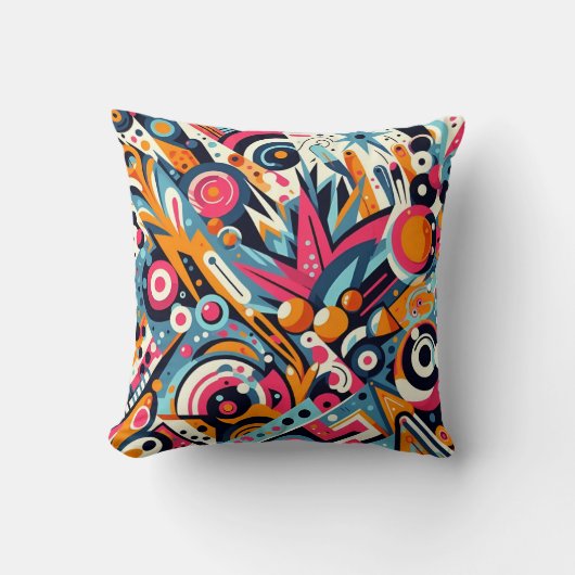Bold Geometric Energy – Colorful Abstract Throw クッション (正面)
