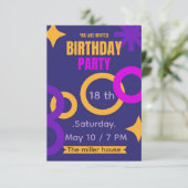 Bold Geometric Neon 18th Birthday Party Invitation サンキューカード (スタンド正面)
