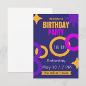 Bold Geometric Neon 18th Birthday Party Invitation サンキューカード (正面/裏面)
