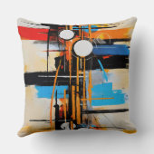 Bold Geometric Orange Blue Abstract Modernist クッション (裏面)