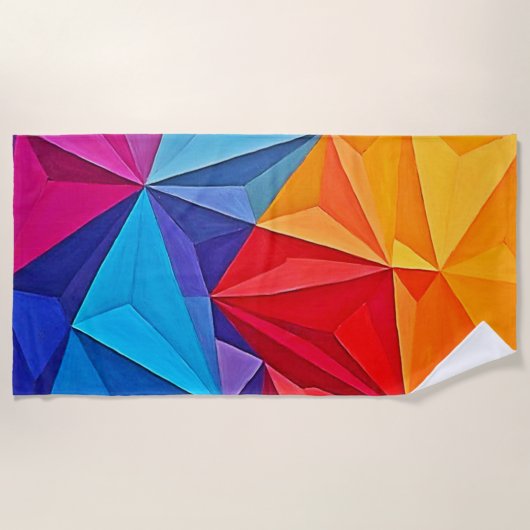 Bold Geometric Prism Abstract Art ビーチタオル (正面)