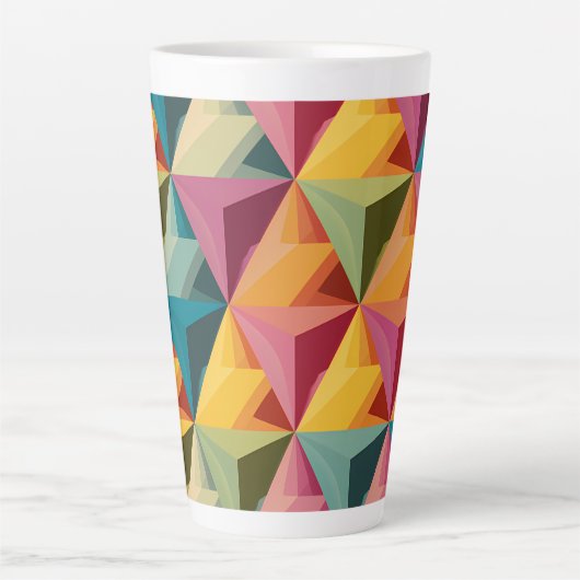 Bold Geometric Triangle Pattern  カフェラテマグ (正面)
