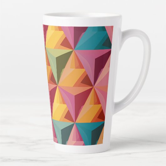Bold Geometric Triangle Pattern  カフェラテマグ (右)