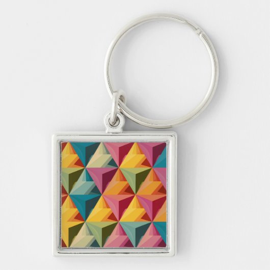 Bold Geometric Triangle Pattern  キーホルダー (正面)