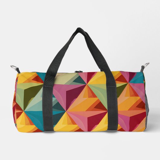 Bold Geometric Triangle Pattern  ダッフルバッグ (正面)