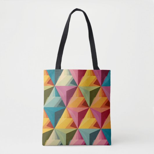 Bold Geometric Triangle Pattern トートバッグ (正面)