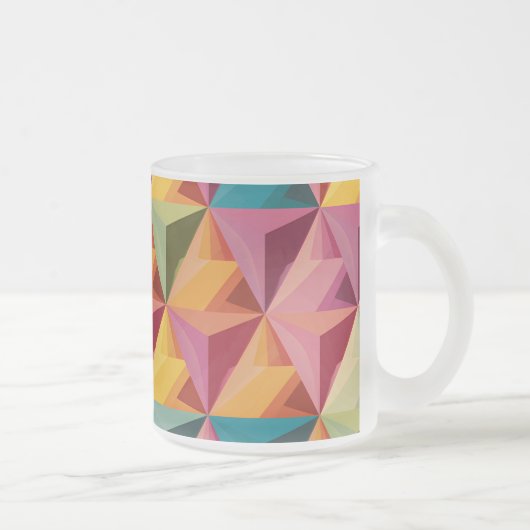 Bold Geometric Triangle Pattern  フロストグラスマグカップ (右)
