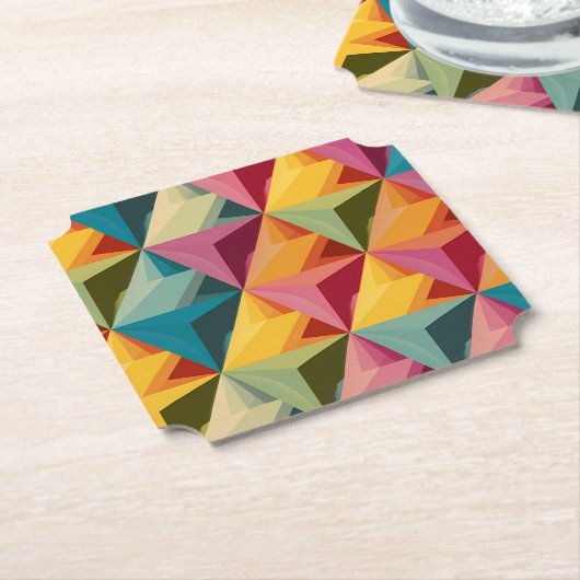 Bold Geometric Triangle Pattern  ペーパーコースター (アングル)