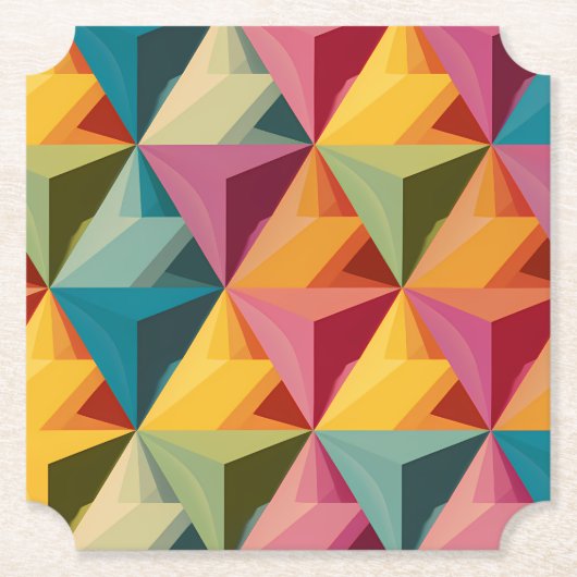 Bold Geometric Triangle Pattern ペーパーコースター (正面)