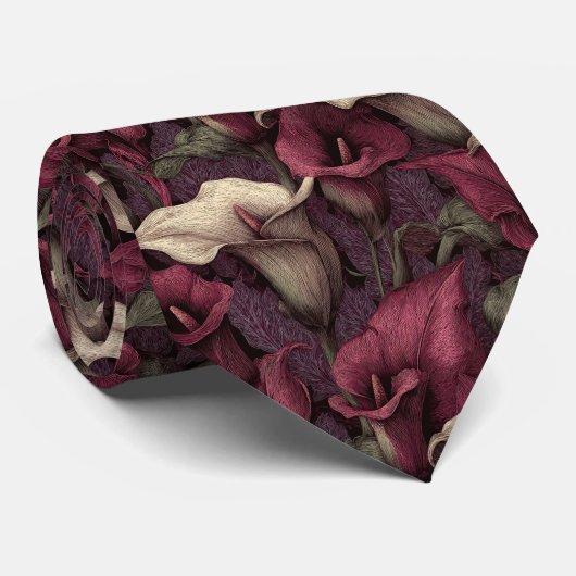 Bold Gifts For Husband Calla Lilies Floral ネクタイ (ロール)