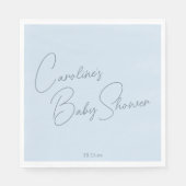 Bold Glacier Blue Modern Script Custom Baby Shower スタンダードランチョンナプキン (正面)