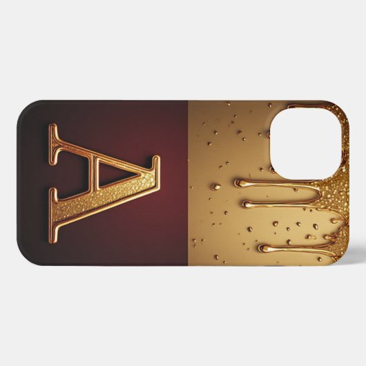 💎 Bold Glitter A Monogram With Dripping Liquid iPhoneケース (裏面横)