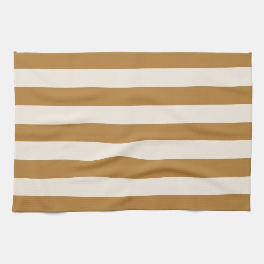 Bold Gold and Cream Stripe キッチンタオル (横)