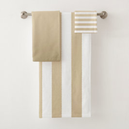 Bold Gold and cream stripe pattern バスタオルセット