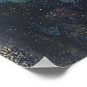 Bold Gold Teal Dramatic Portrait Modern Art ポスター (角)