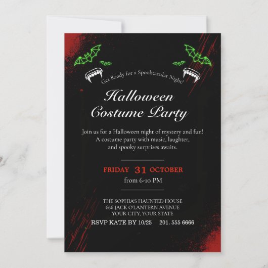 Bold Gothic Halloween Invitation 招待状 (裏面)