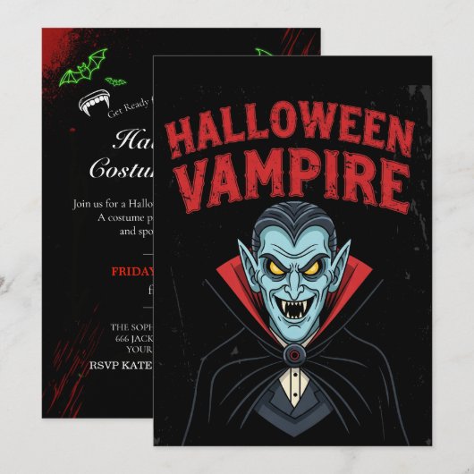 Bold Gothic Halloween Invitation 招待状 (正面/裏面)