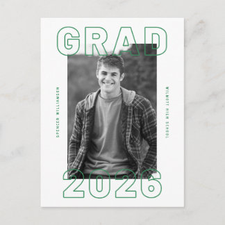 Bold Graduation Photo Card | Announcement Postcard ポストカード