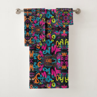 Bold Graffiti Street Art Typography Towel Set バスタオルセット