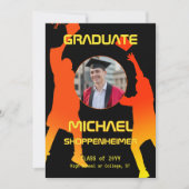 Bold Graphic Orange Black Graduation Party Photo 招待状 (正面)