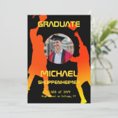 Bold Graphic Orange Black Graduation Party Photo 招待状 (スタンド正面)