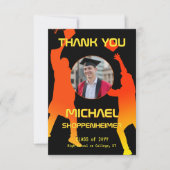 Bold Graphic Orange Black Graduation Photo サンキューカード (正面)