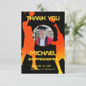 Bold Graphic Orange Black Graduation Photo サンキューカード (スタンド正面)