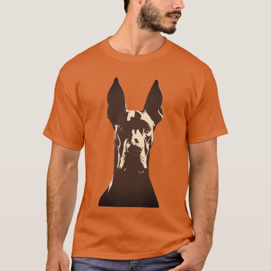 Bold Great Dane Dog Black and Orange Dog Tシャツ (正面)