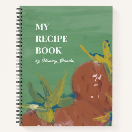 Bold Green Abstract Painterly Strawberry Recipe ノートブック