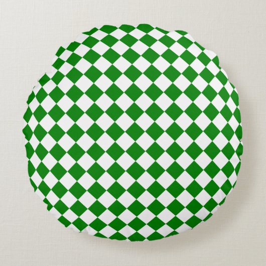 Bold Green and White Chevron Pattern 16" ラウンドクッション (正面)