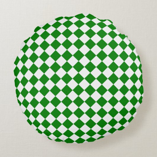 Bold Green and White Chevron Pattern 16" ラウンドクッション (裏面)