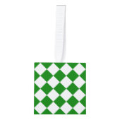 Bold Green and White Chevron Pattern Classic キューブオーナメント (正面)