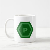 Bold Green Single Letter Monogram in Hexagons コーヒーマグカップ (左)