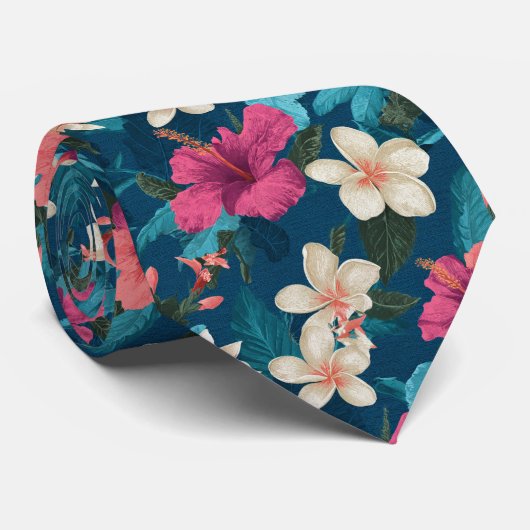 Bold Groomsmen Gift Tropical Flower ネクタイ (ロール)